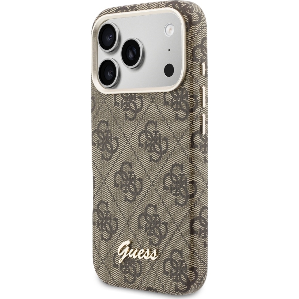 Etui Guess Hardcase 4G Script Logo do iPhone 17 Pro, brązowe.