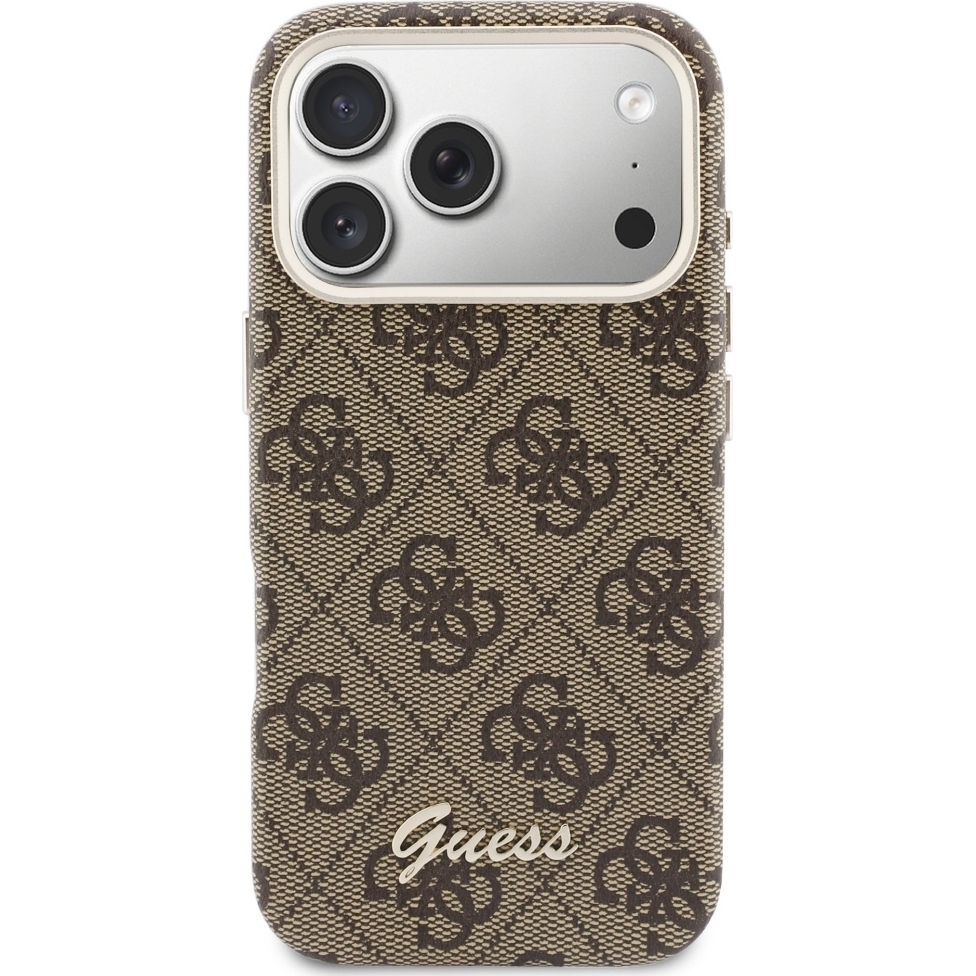 Etui Guess Hardcase 4G Script Logo do iPhone 17 Pro, brązowe.