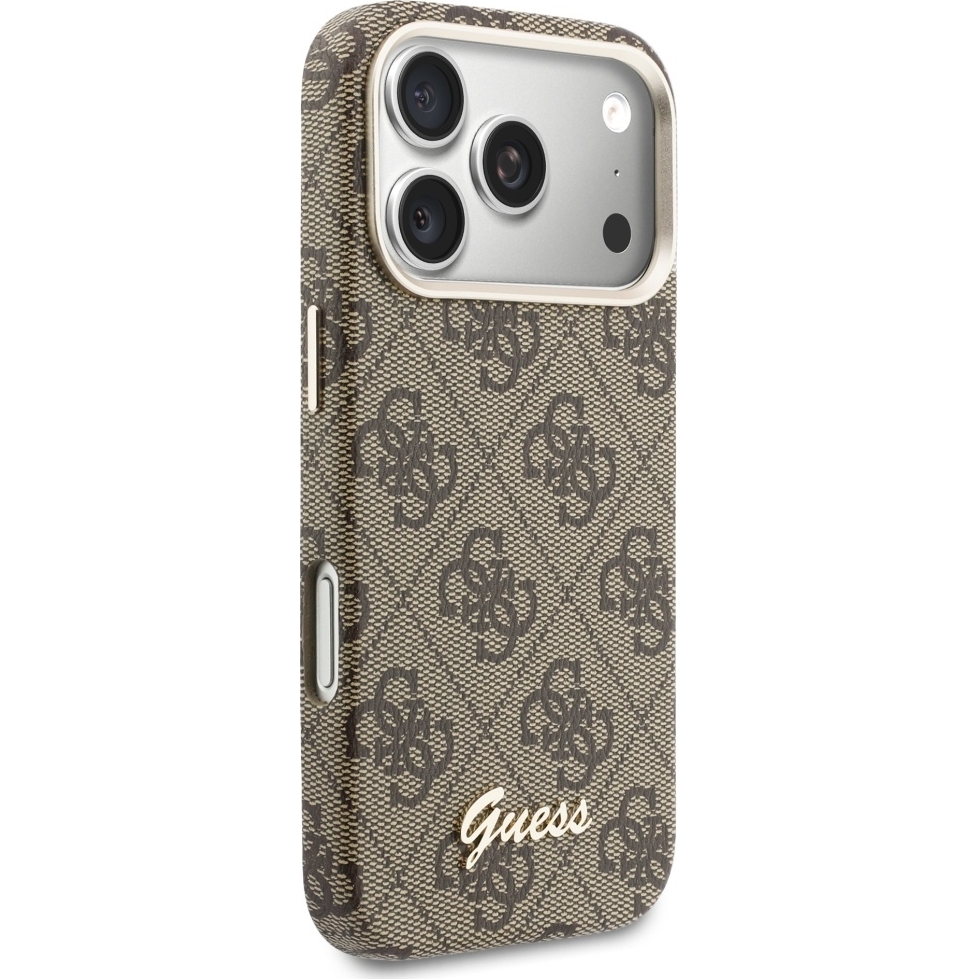 Etui Guess Hardcase 4G Script Logo do iPhone 17 Pro, brązowe.