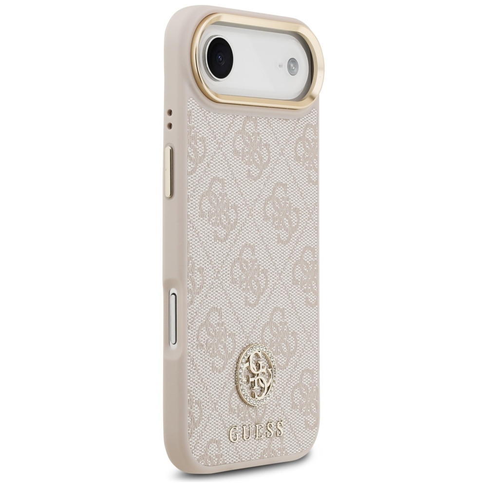 Guess 4G Strass Logo MagSafe, szybki montaż, elastyczne boki, łatwy demontaż, różowe
