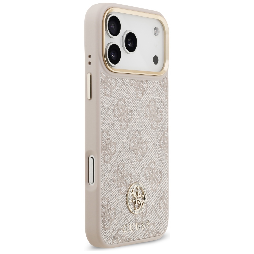 Guess 4G Strass Logo MagSafe, szybki montaż, elastyczne boki, łatwy demontaż, różowe
