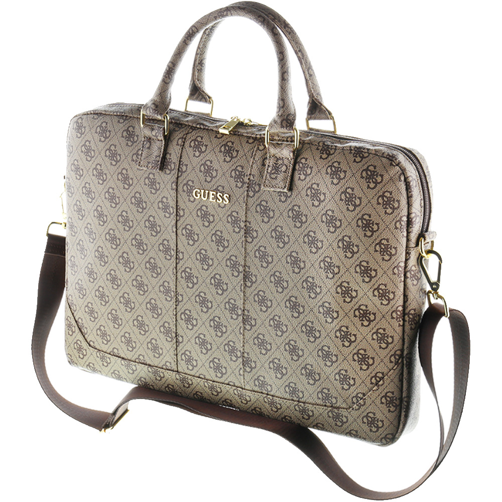 Torba do laptopa do 15'' Guess 4G Uptown, brązowa