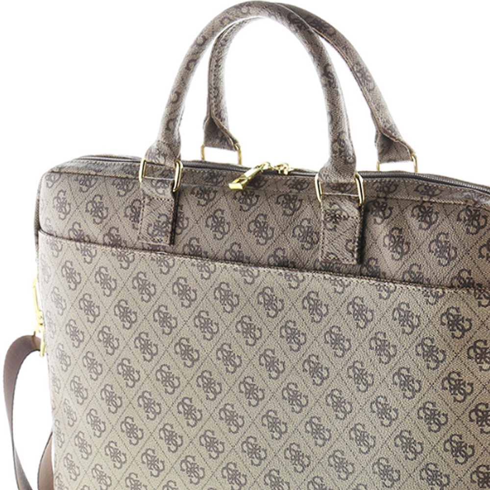 Torba do laptopa do 15'' Guess 4G Uptown, brązowa
