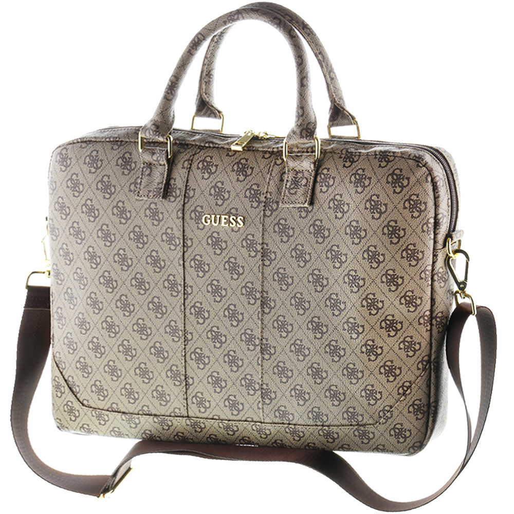 Torba do laptopa do 15'' Guess 4G Uptown, brązowa