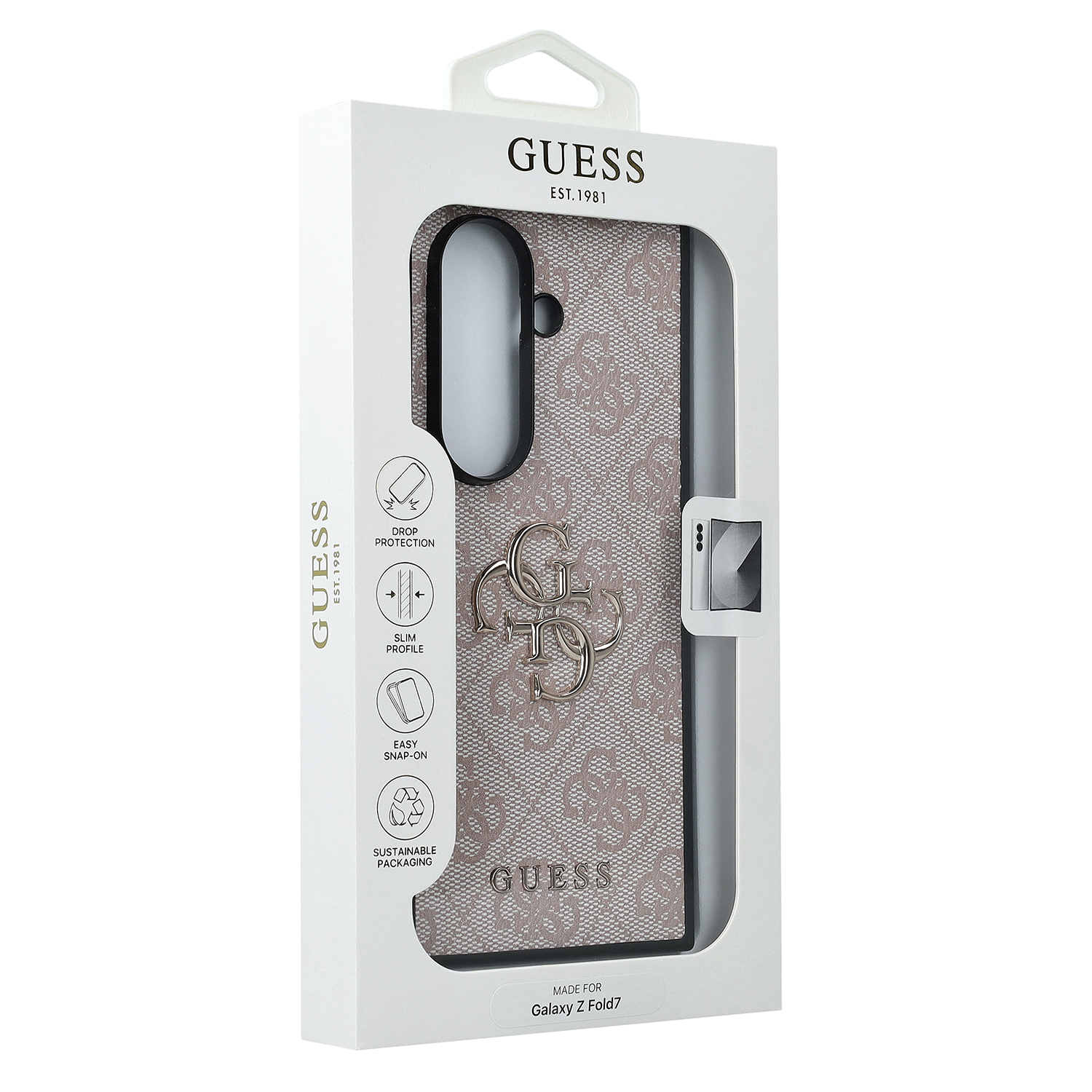 Ekskluzywne etui 4G Big Metal Logo od marki Guess do Galaxy Z Fold7, różowe