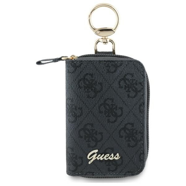 Stylowa saszetka Guess Cable Pouch do kabli i drobnych akcesoriów z monogramem 4G Triangle, czarna.
