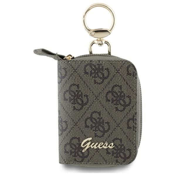 Stylowa saszetka Guess Cable Pouch do kabli i drobnych akcesoriów z monogramem 4G Triangle, brązowa