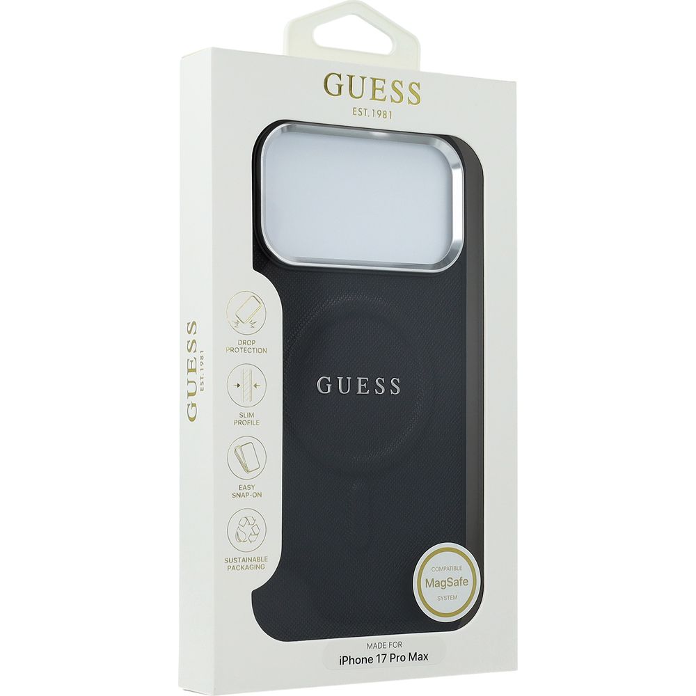 Etui Guess Hardcase Classic do MagSafe do iPhone 17 Pro Max, czarne.