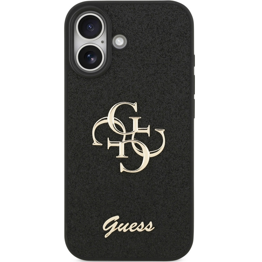 Etui Guess Fixed Glitter Big 4G do iPhone 17, czarno-brokatowe