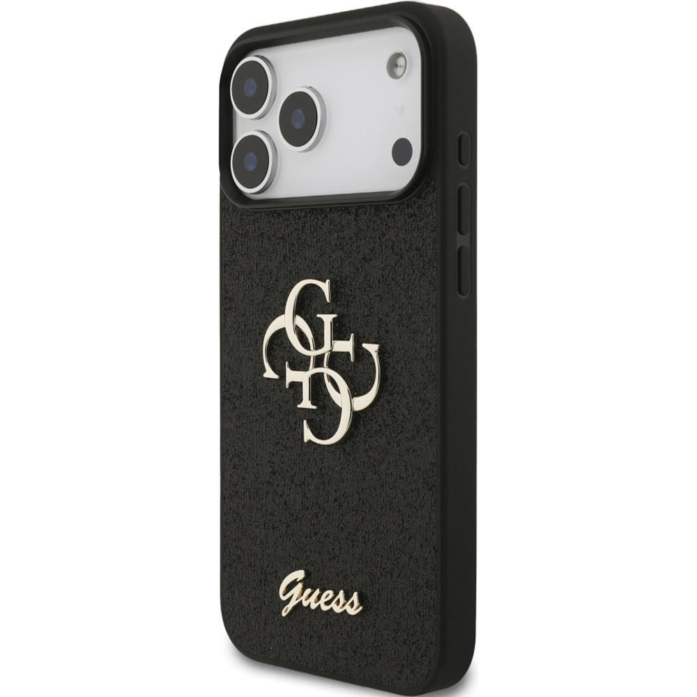 Etui Guess Fixed Glitter Big 4G do iPhone 17 Pro Max, czarno-brokatowe
