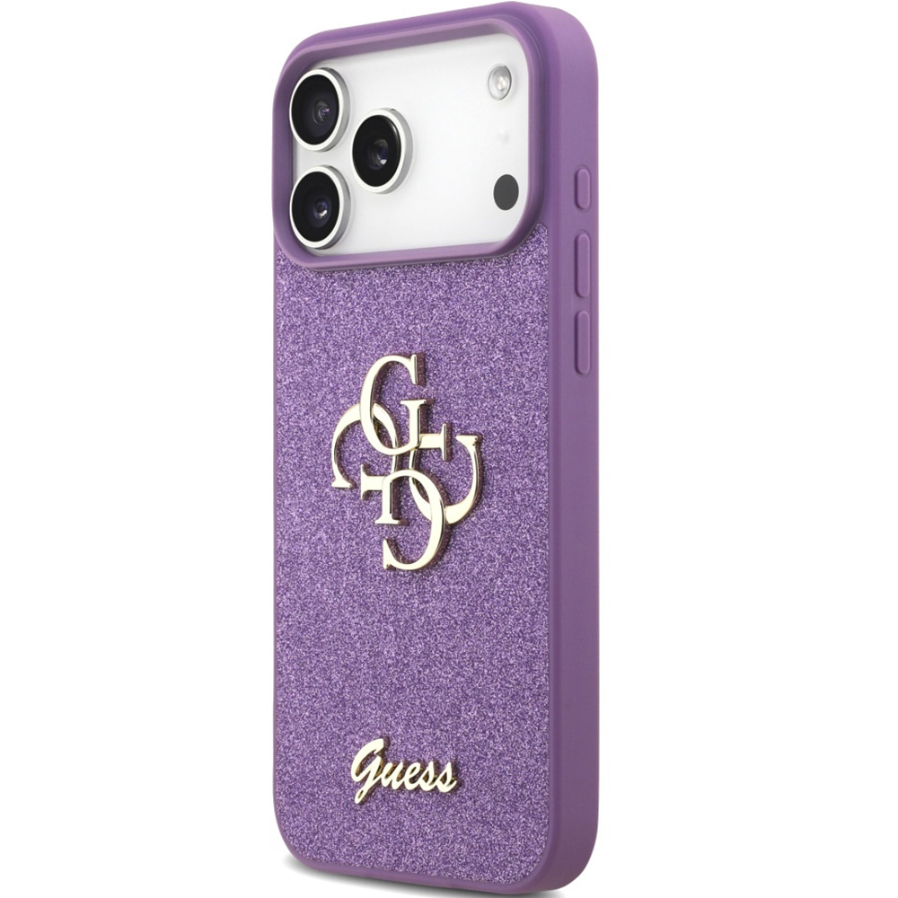 Etui Guess Fixed Glitter Big 4G do iPhone 17 Pro Max, fioletowo-brokatowe