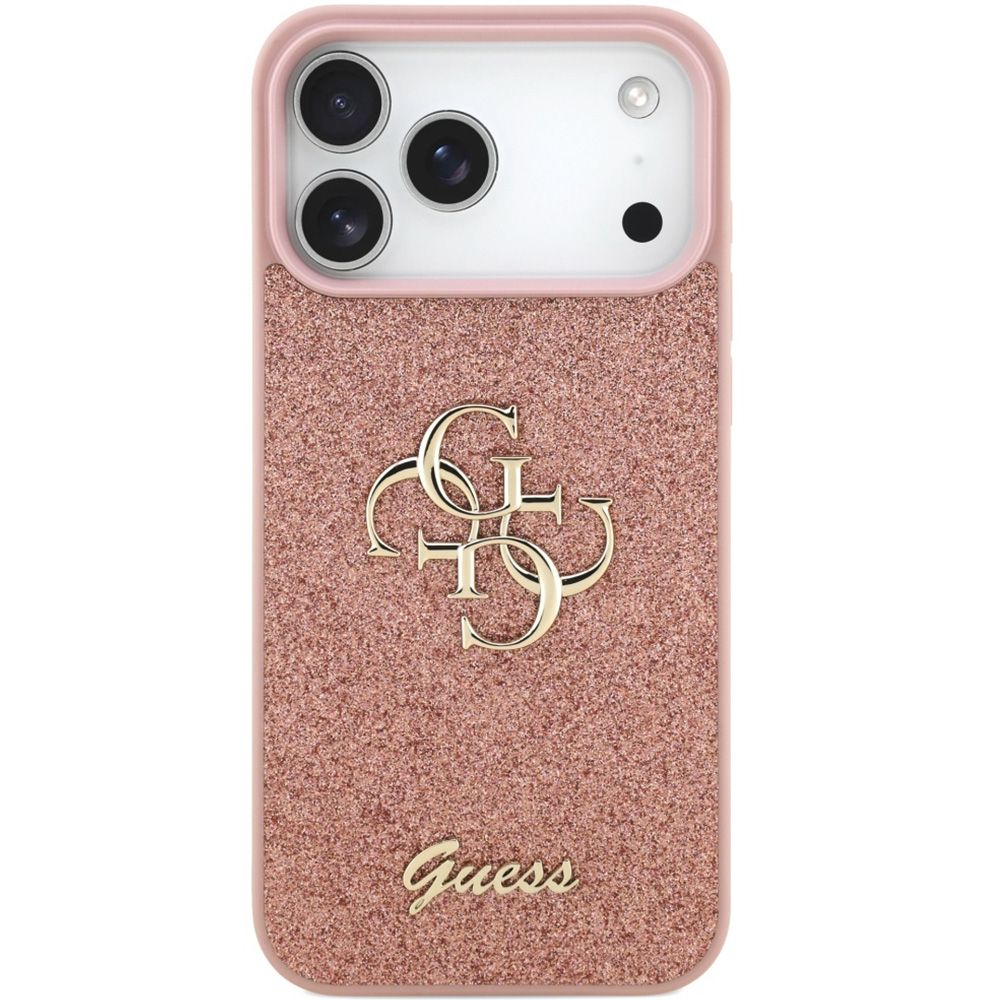 Etui Guess Fixed Glitter Big 4G do iPhone 17 Pro Max, różowo-brokatowe