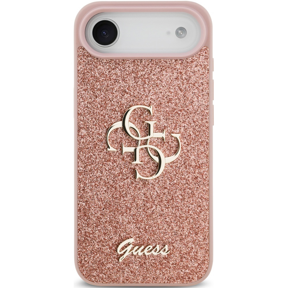 Etui Guess Fixed Glitter Big 4G do iPhone Air, różowo-brokatowe