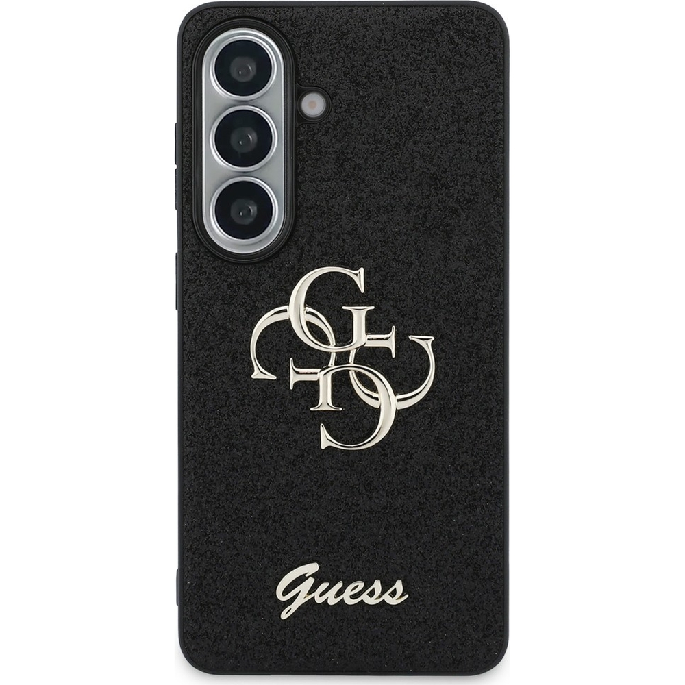 Guess Fixed Glitter, brokatowy wzór 4G elegancki styl smartfona, czarne brokatowe z Big Logo