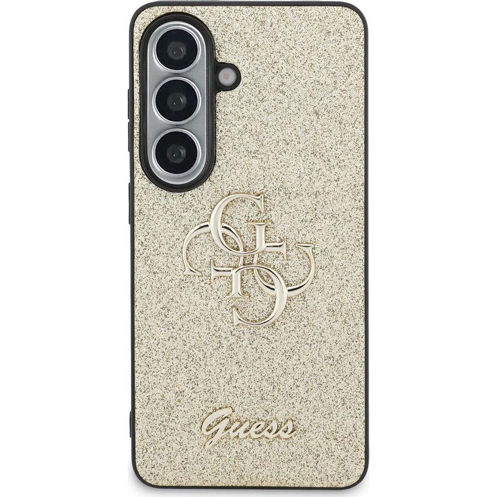 Guess Fixed Glitter, brokatowy wzór 4G elegancki styl smartfona, złote brokatowe z Big Logo