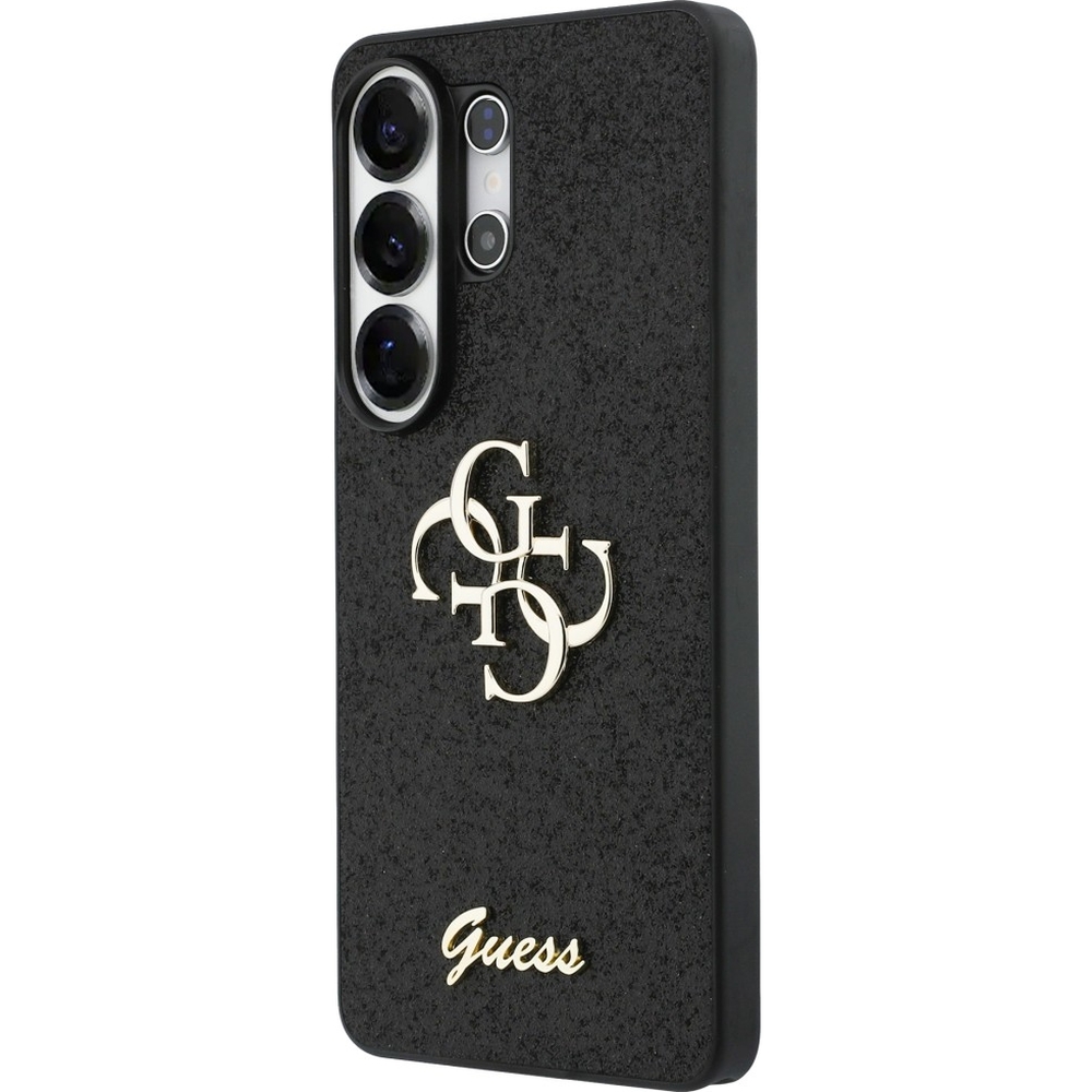 Guess Fixed Glitter, wygodny dostęp do przycisków, solidne etui ochronne, czarne brokatowe z Big Logo
