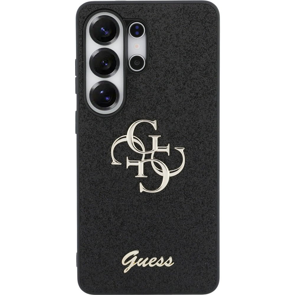 Guess Fixed Glitter, brokatowy wzór 4G elegancki styl smartfona, czarne brokatowe z Big Logo