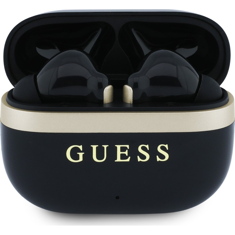 Guess TWS Guess Glossy Gold Line Printed Classic Logo, bezprzewodowe słuchawki Bluetooth stabilne mobilne eleganckie, [product.Kolor]