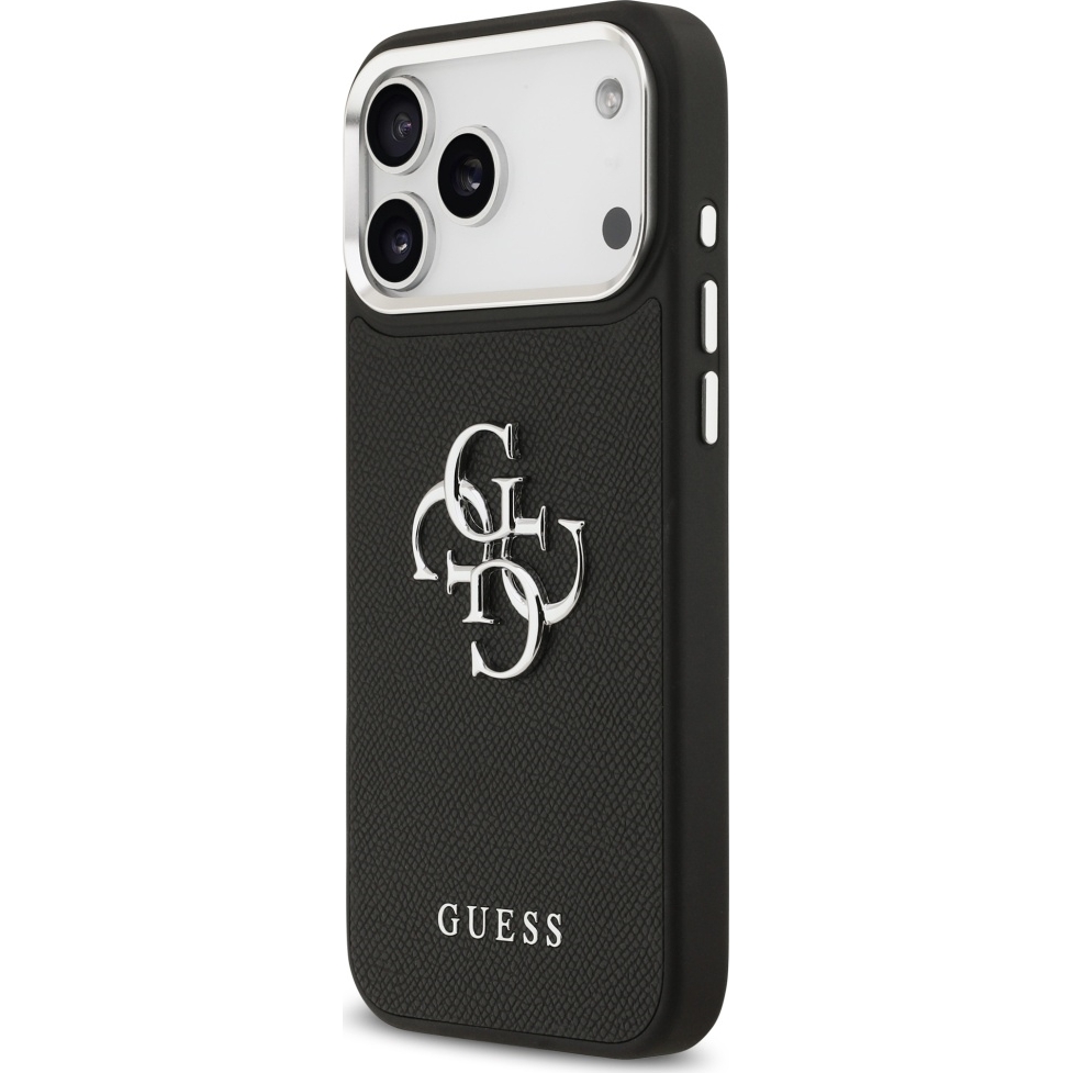 Carcasa Guess Grained Big 4G Small Classic Logo pentru iPhone 17 Pro Max, neagra