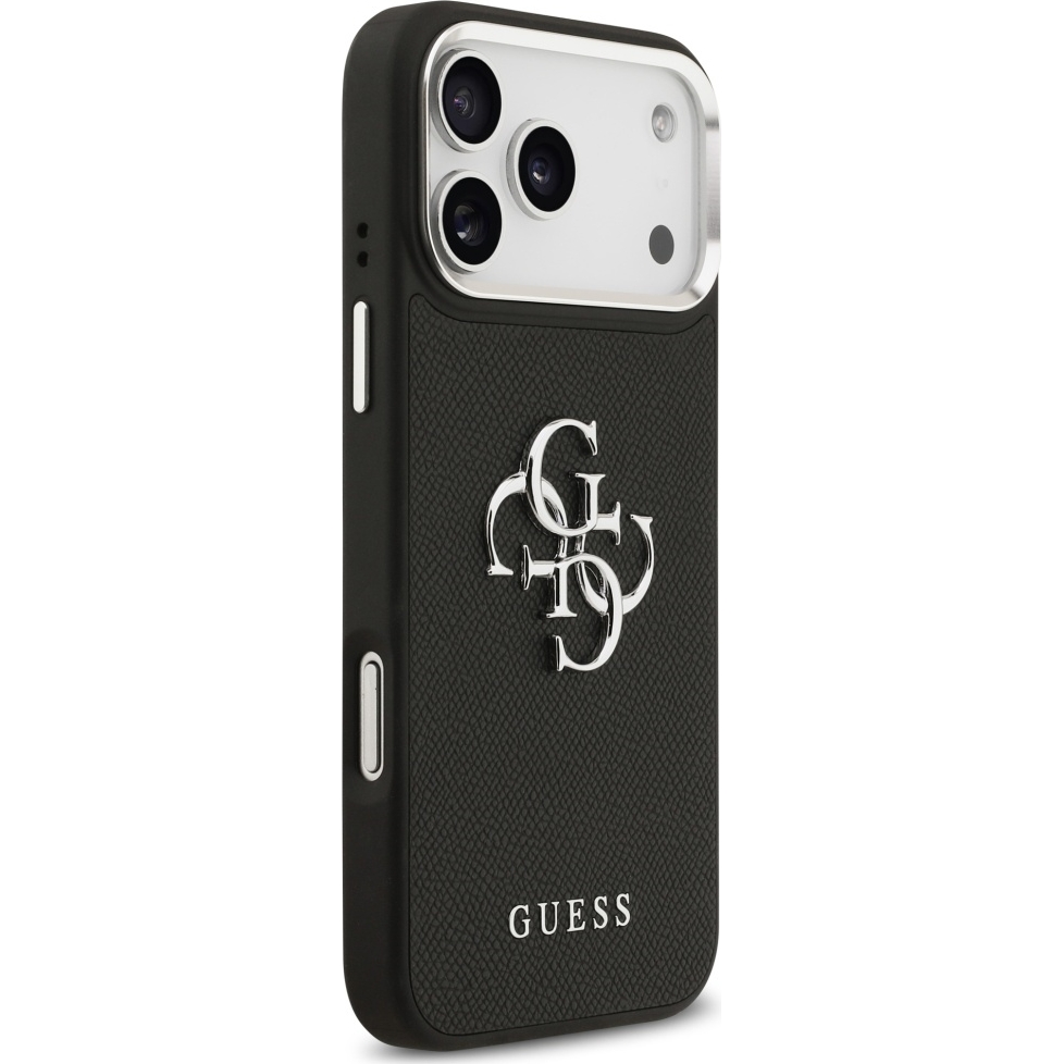 Carcasa Guess Grained Big 4G Small Classic Logo pentru iPhone 17 Pro Max, neagra