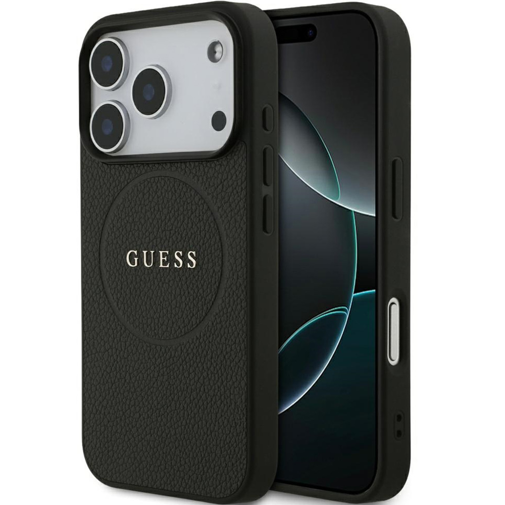 Etui Guess Hardcase Grained Ring do MagSafe do MagSafe do iPhone 17 Pro, czarne