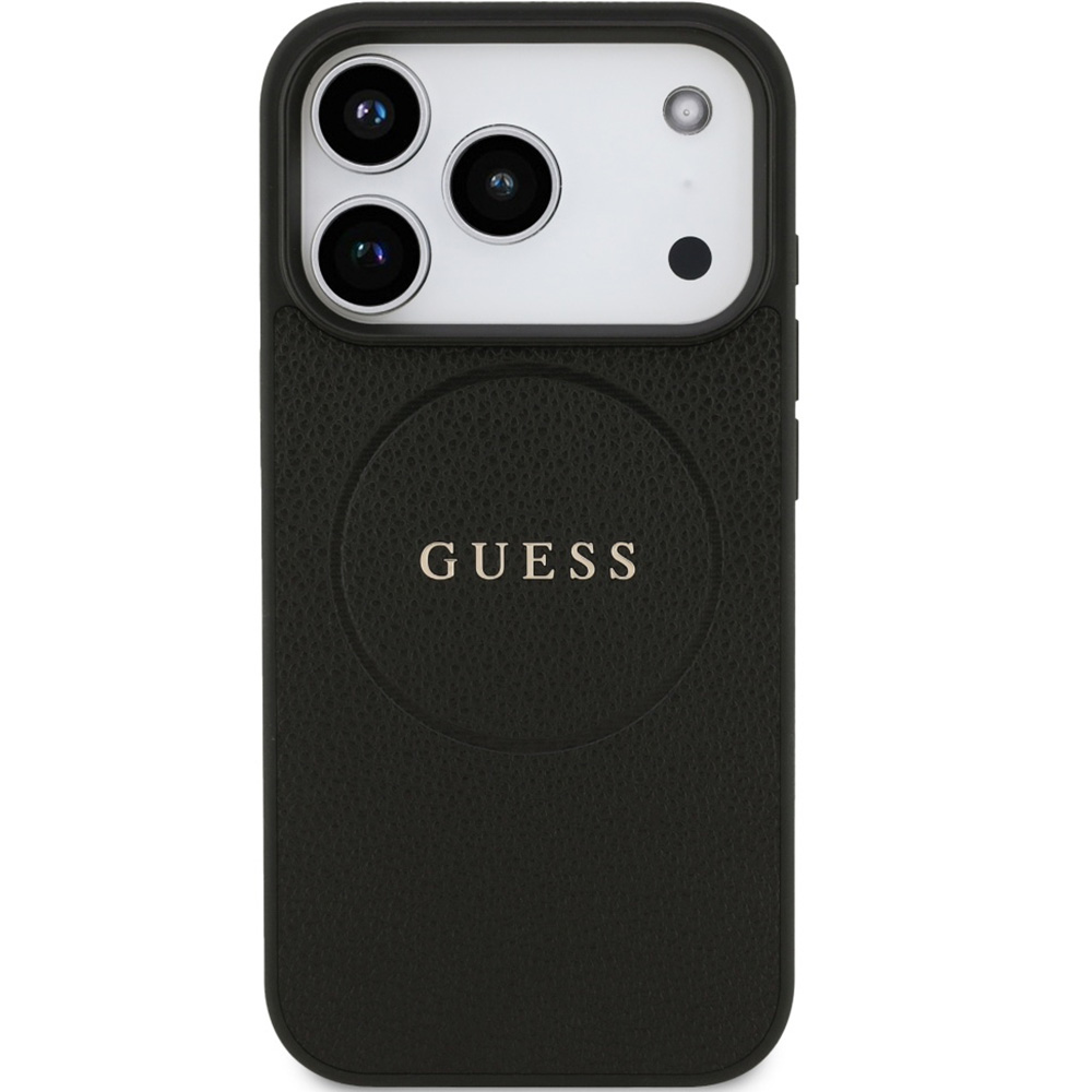 Etui Guess Hardcase Grained Ring do MagSafe do iPhone 17 Pro, czarne