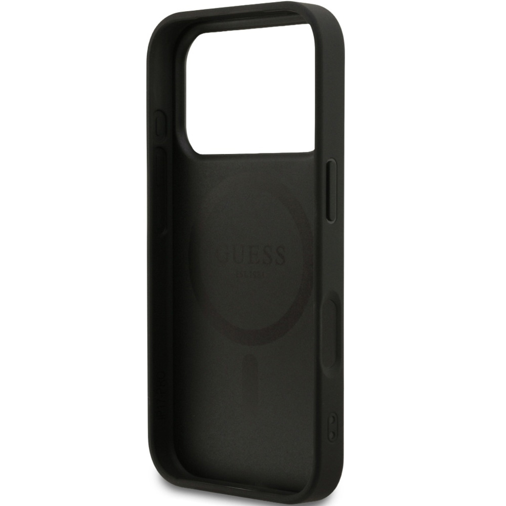 Etui Guess Hardcase Grained Ring do MagSafe do iPhone 17 Pro, czarne