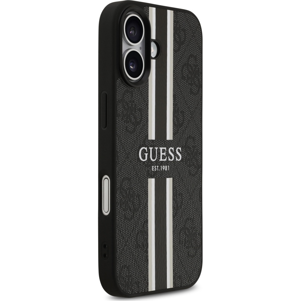 Etui Guess Hardcase 4G Printed Stripes do MagSafe do iPhone 17, czarne
