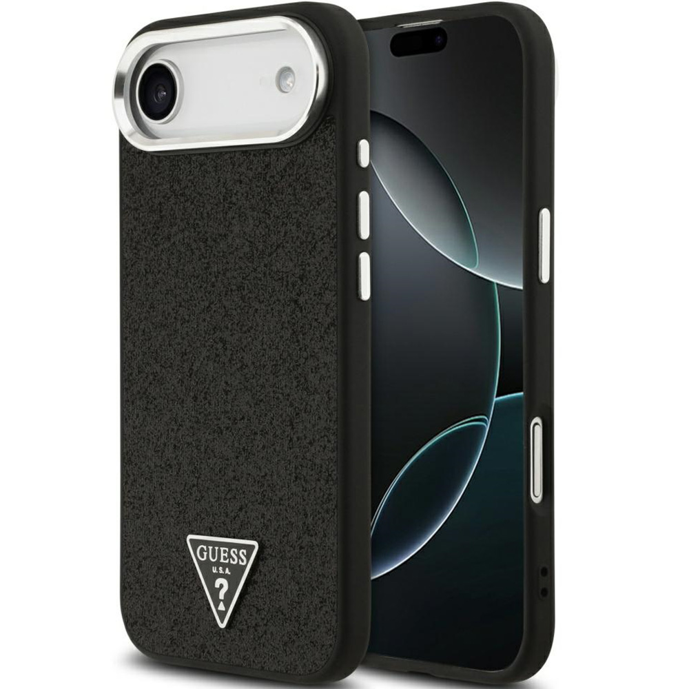 Etui Guess Hardcase Glitter Triangle Logo do MagSafe do Apple iPhone Air, czarno-brokatowe