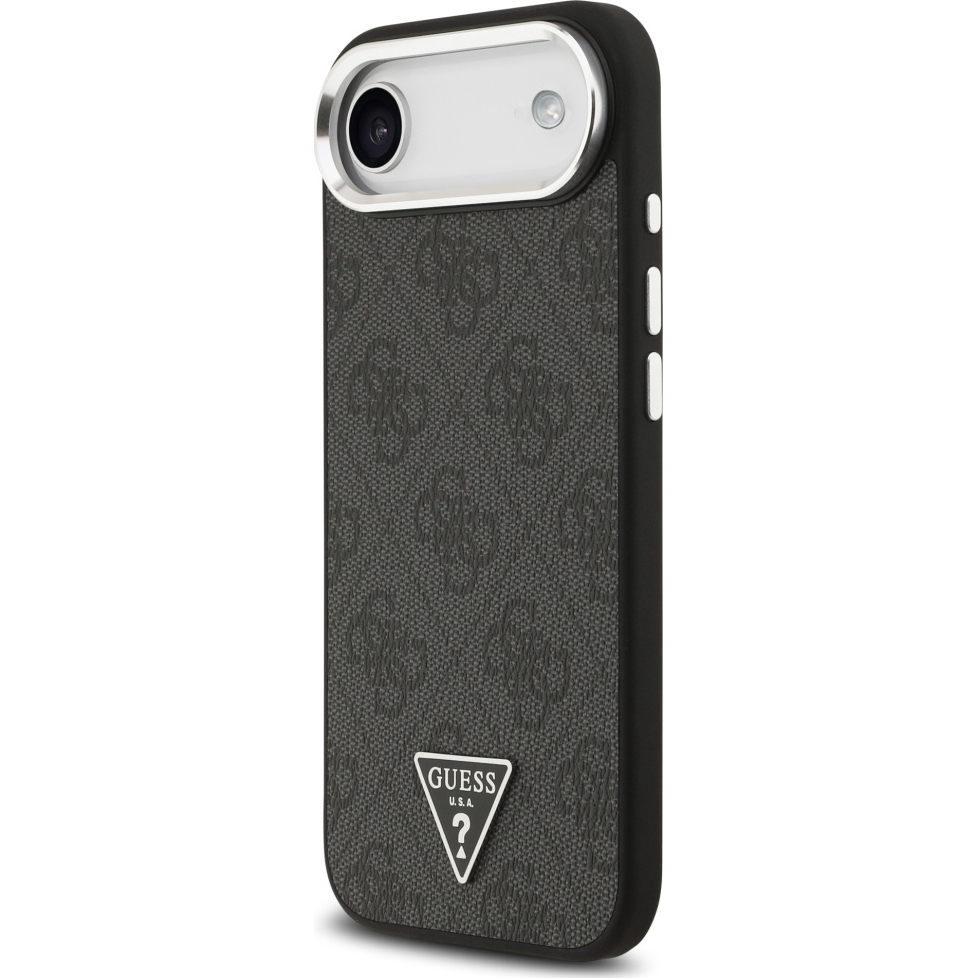 Oryginalne i ekskluzywne etui Leather 4G Triangle Strass od marki Guess do iPhone 17 Air, czarne