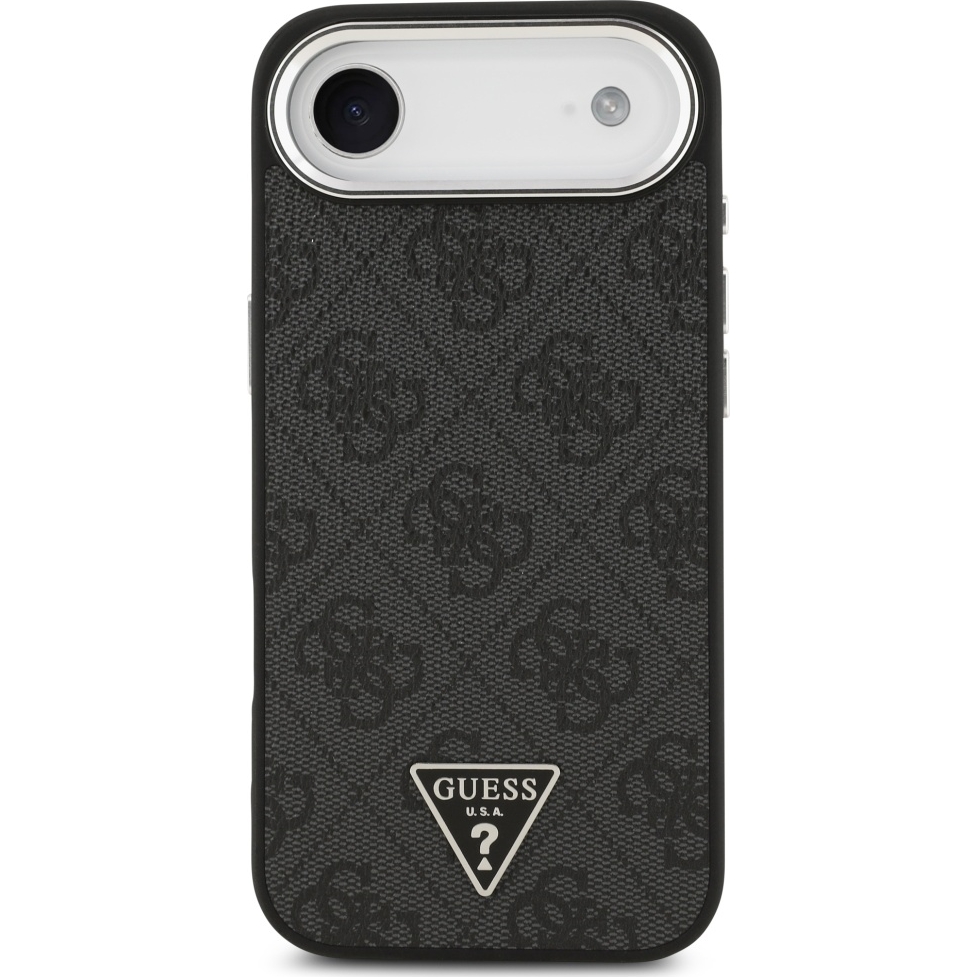 Oryginalne i ekskluzywne etui Leather 4G Triangle Strass od marki Guess do iPhone 17 Air, czarne