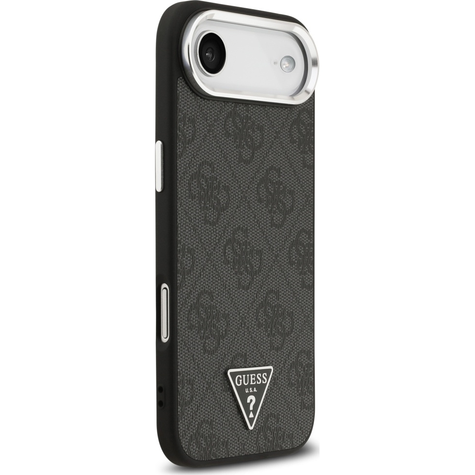 Oryginalne i ekskluzywne etui Leather 4G Triangle Strass od marki Guess do iPhone 17 Air, czarne