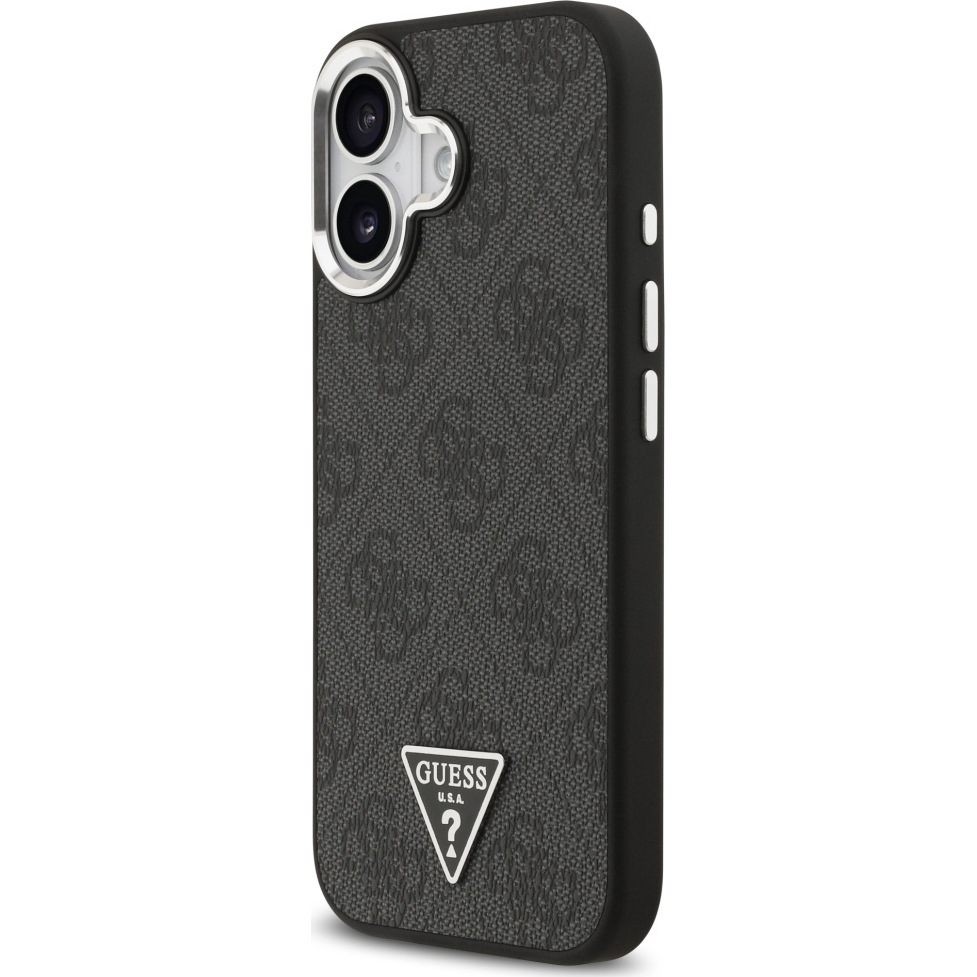 Oryginalne i ekskluzywne etui Leather 4G Triangle Strass od marki Guess do iPhone 17, czarne
