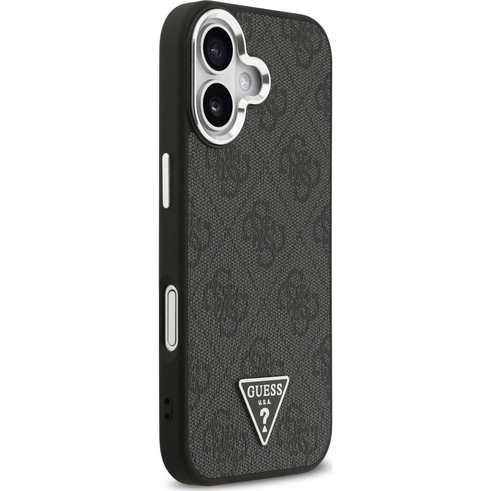 Oryginalne i ekskluzywne etui Leather 4G Triangle Strass od marki Guess do iPhone 17, czarne