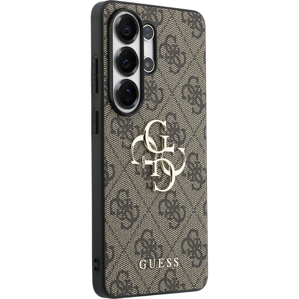 Guess Hardcase Leather, eko skóra miękkość dotyk elegancja styl komfort chwytu, brązowe z Big Logo Guess