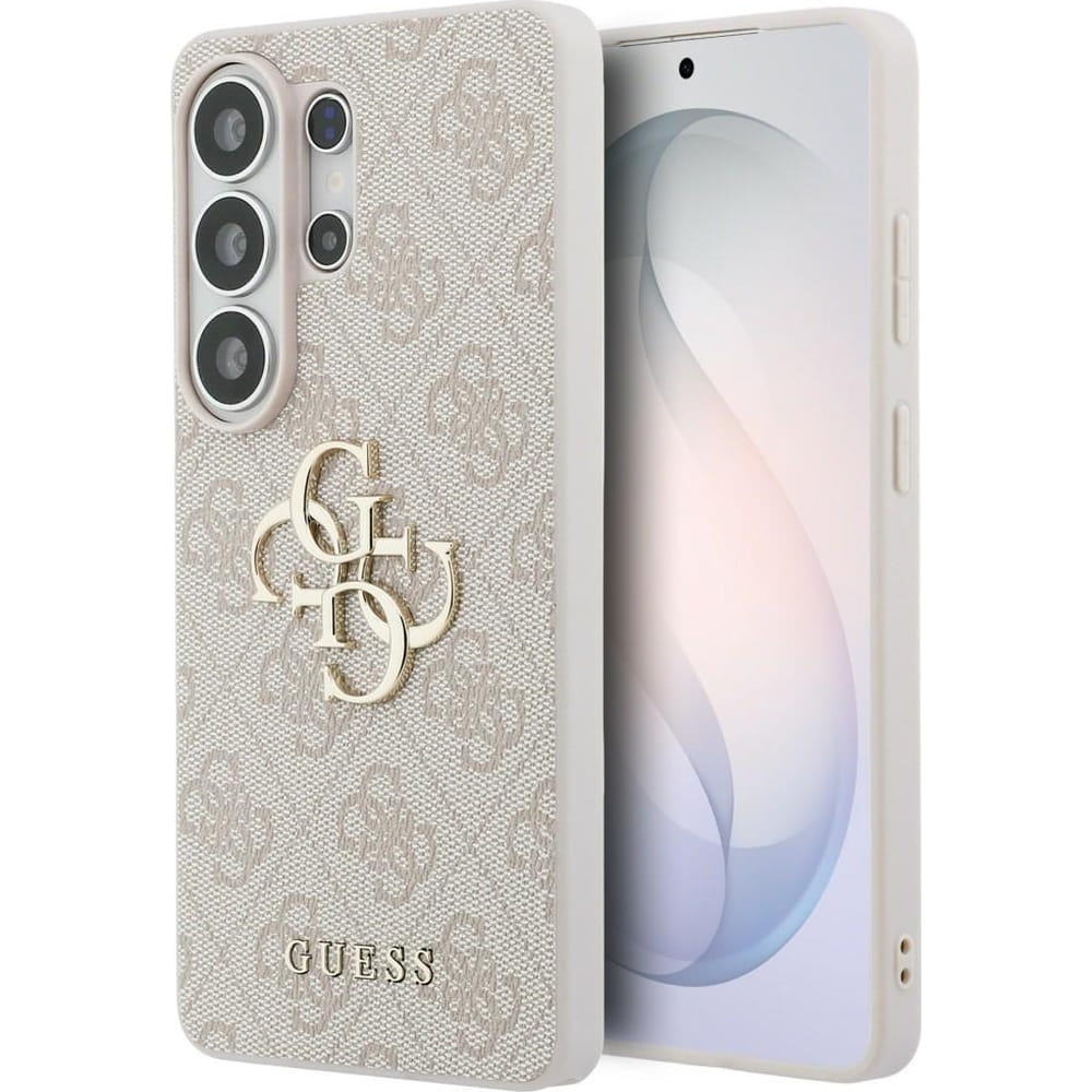 Guess Hardcase Leather, eleganckie etui premium nowoczesne wykończenie skóra design zabezpieczenie, różowe Big Logo Guess
