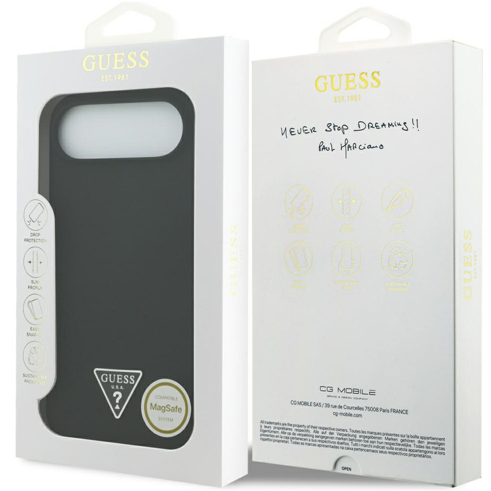 Etui Guess Hardcase Silicone Triangle Logo do MagSafe do Apple iPhone Air, czarne