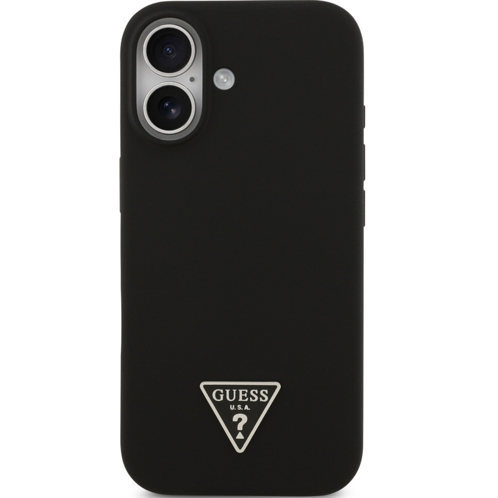Etui Guess Hardcase Silicone Triangle Logo do MagSafe do iPhone 17, czarne