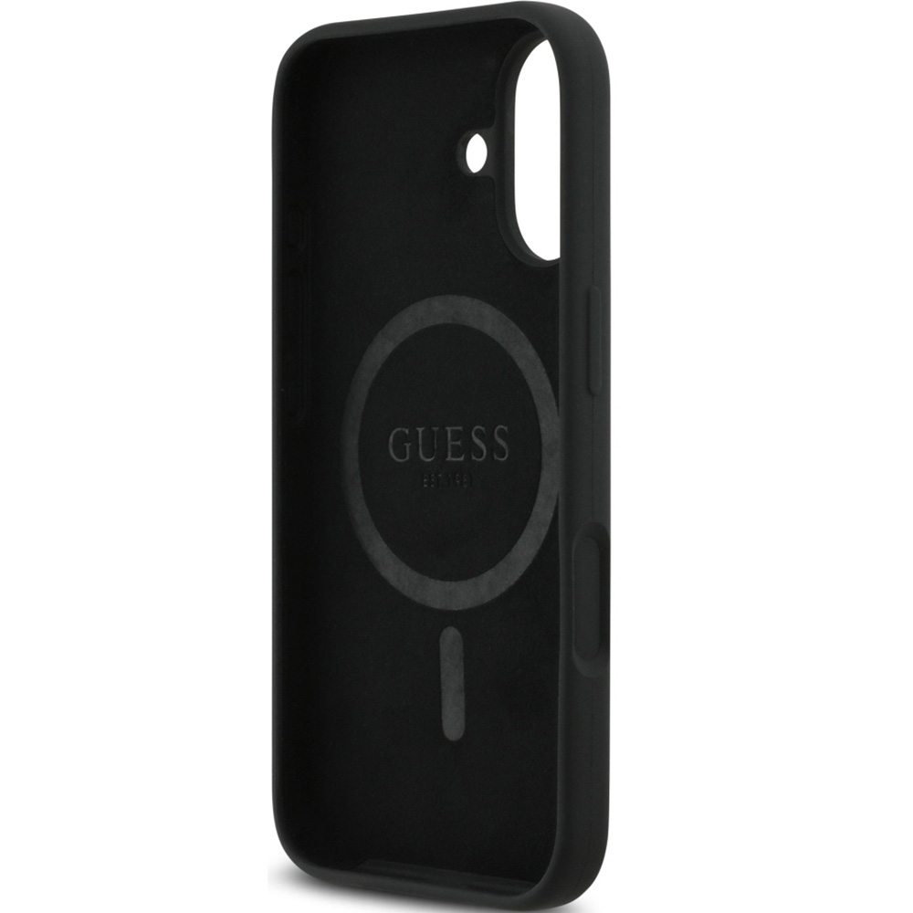 Etui Guess Hardcase Silicone Triangle Logo do MagSafe do iPhone 17, czarne