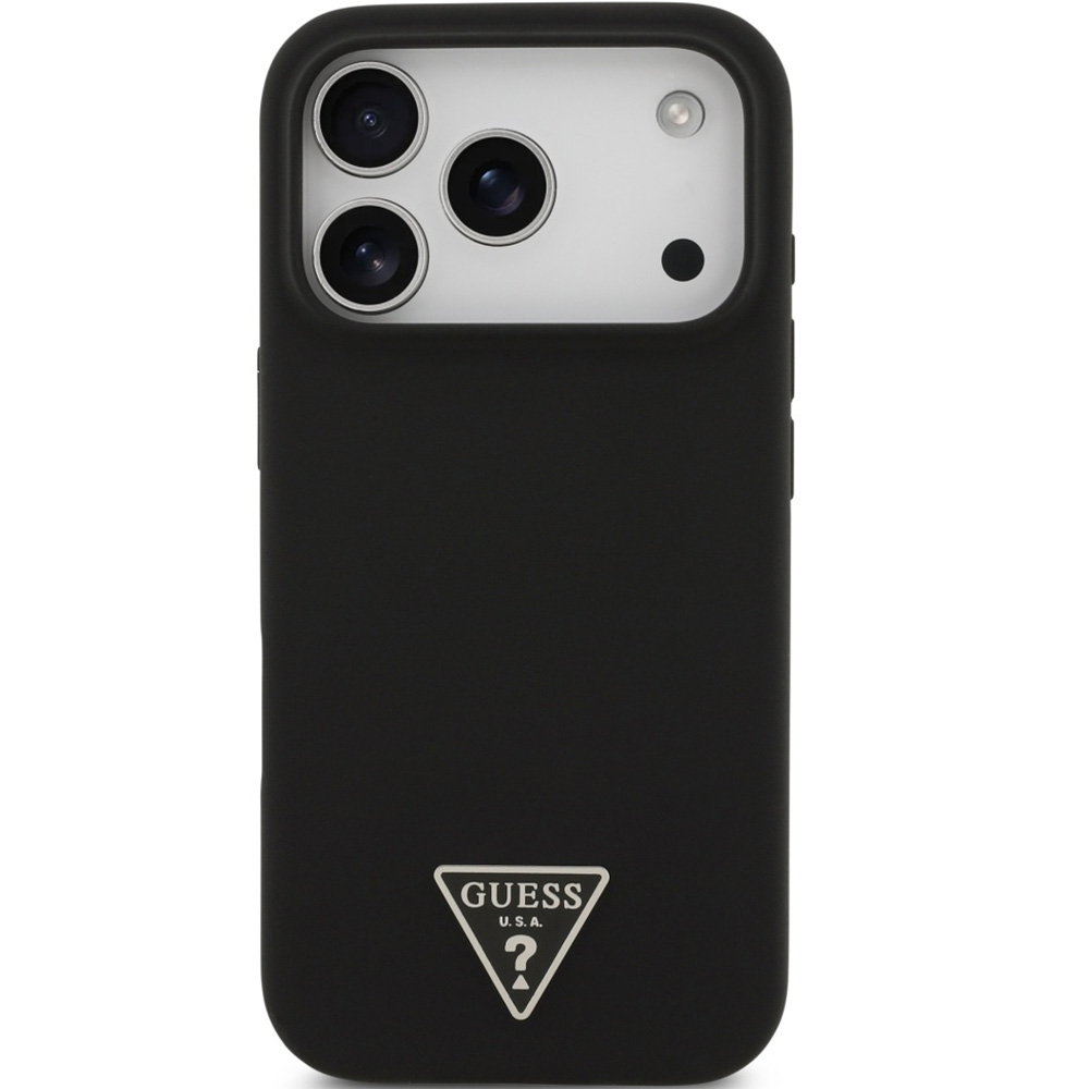 Etui Guess Hardcase Silicone Triangle Logo do MagSafe do iPhone 17 Pro, czarne