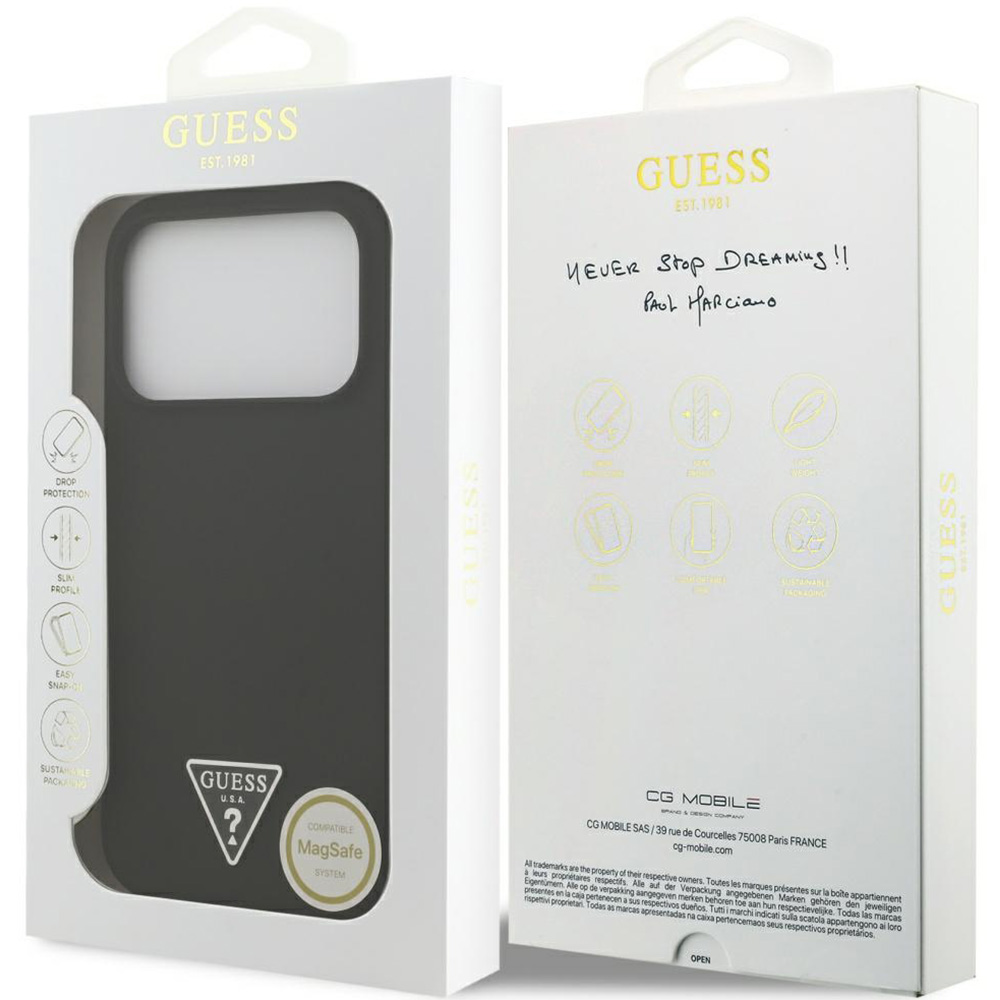 Etui Guess Hardcase Silicone Triangle Logo do MagSafe do iPhone 17 Pro Max, czarne