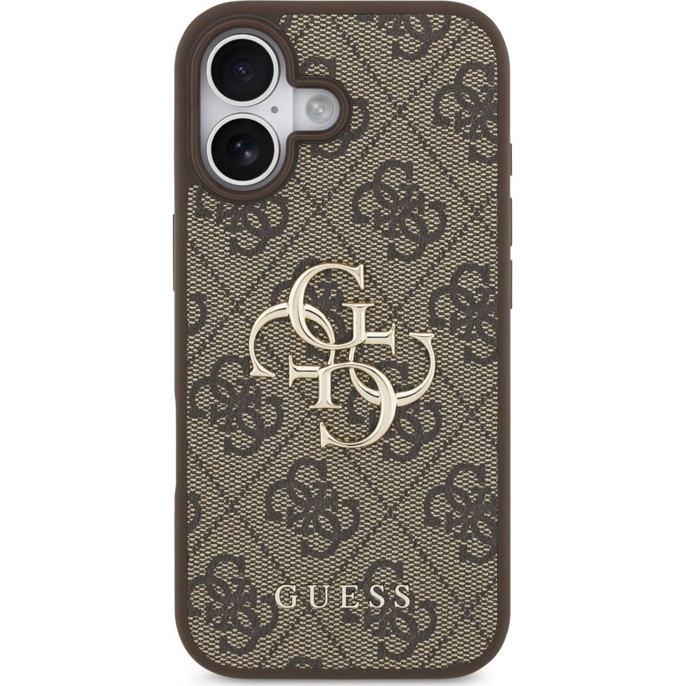 Etui Guess Hardcase 4G Big Metal Logo do iPhone 17, brązowe.