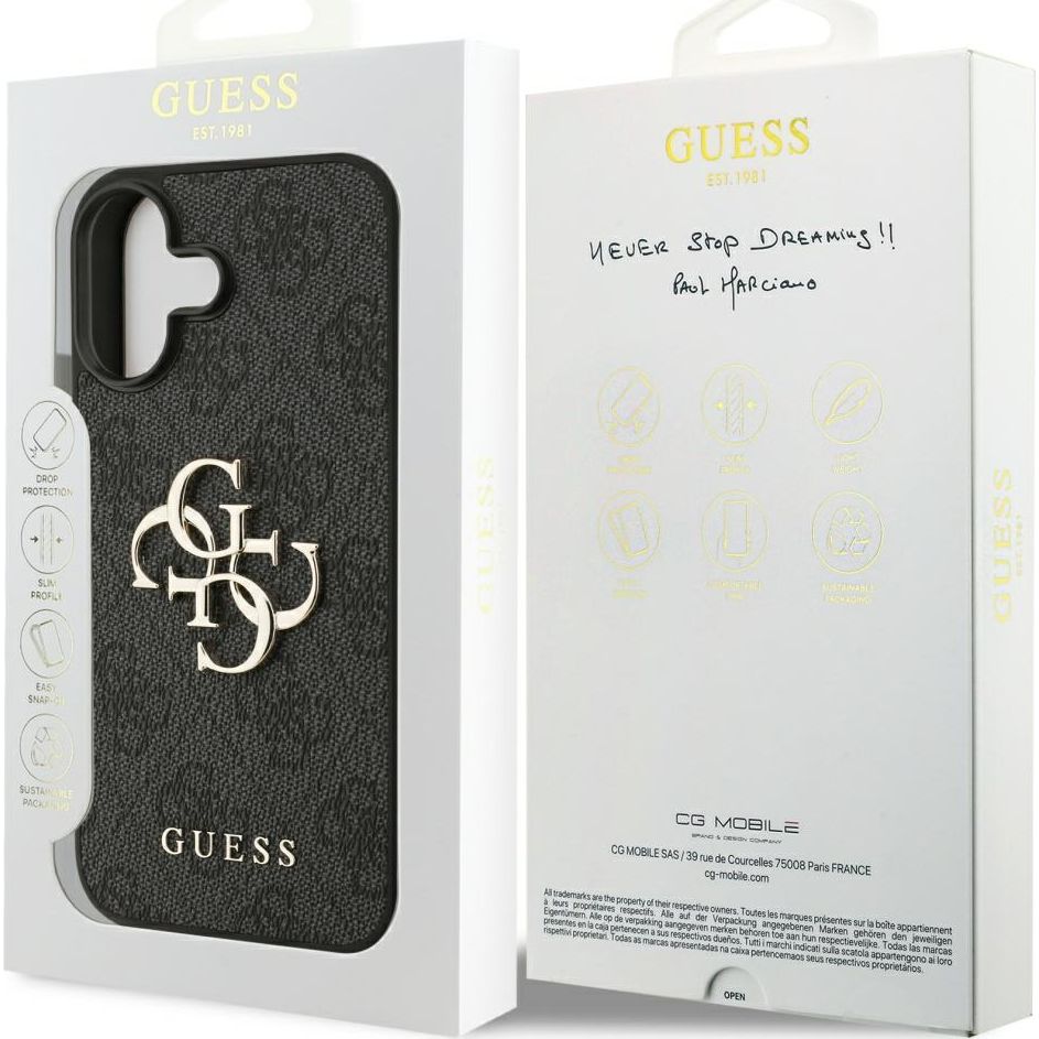Etui Guess Hardcase 4G Big Metal Logo do iPhone 17, czarne.