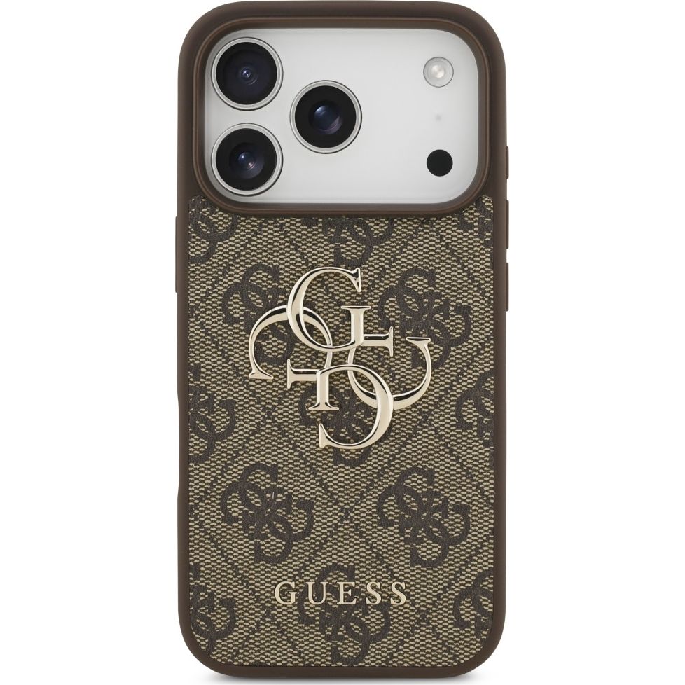 Etui Guess Hardcase 4G Big Metal Logo do iPhone 17 Pro, brązowe.