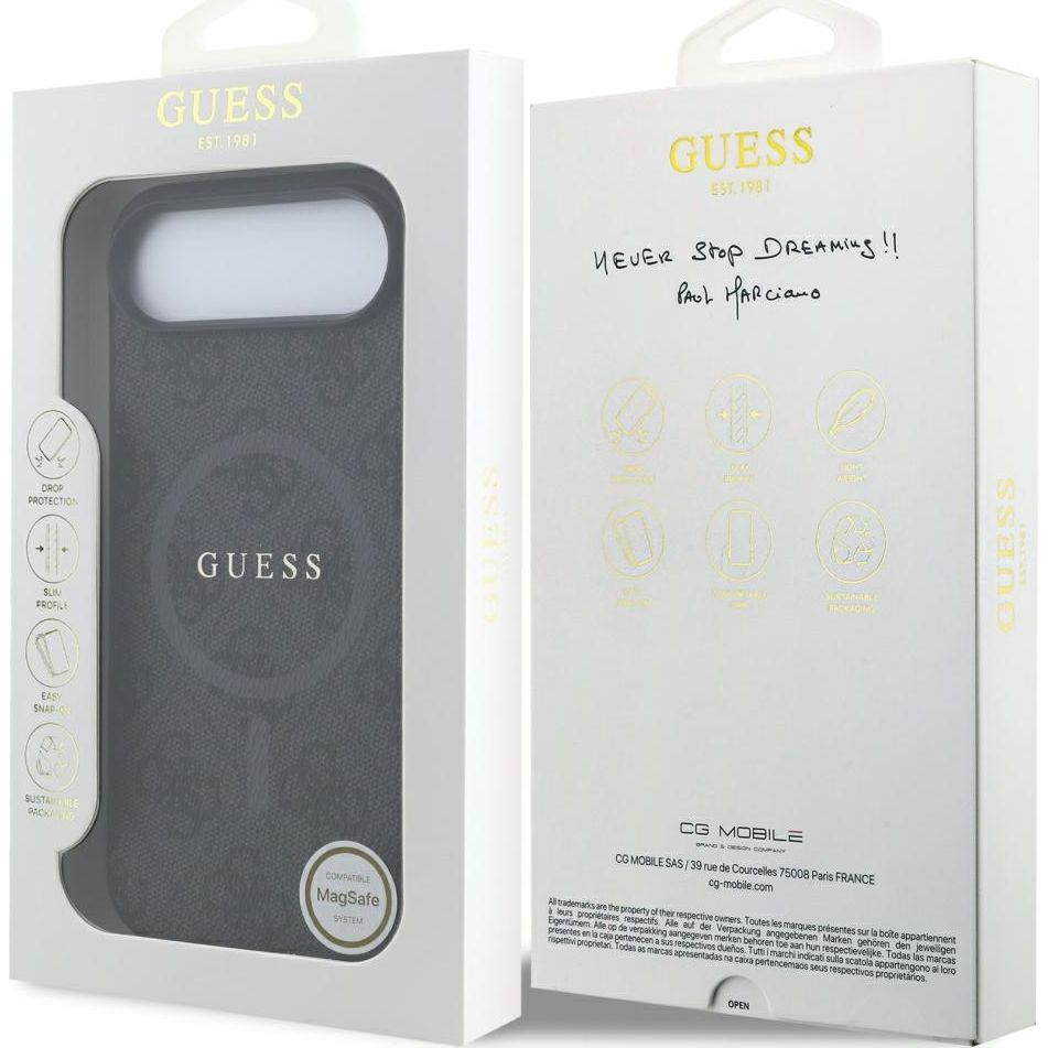 Etui Guess Hardcase 4G Ring Classic Logo MagSafe do Apple iPhone Air, czarne