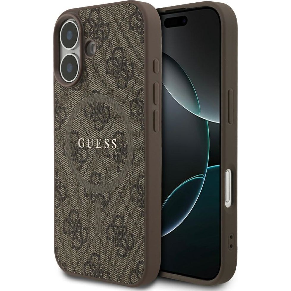 Etui Guess Hardcase 4G Ring Classic Logo MagSafe do iPhone 17, brązowe