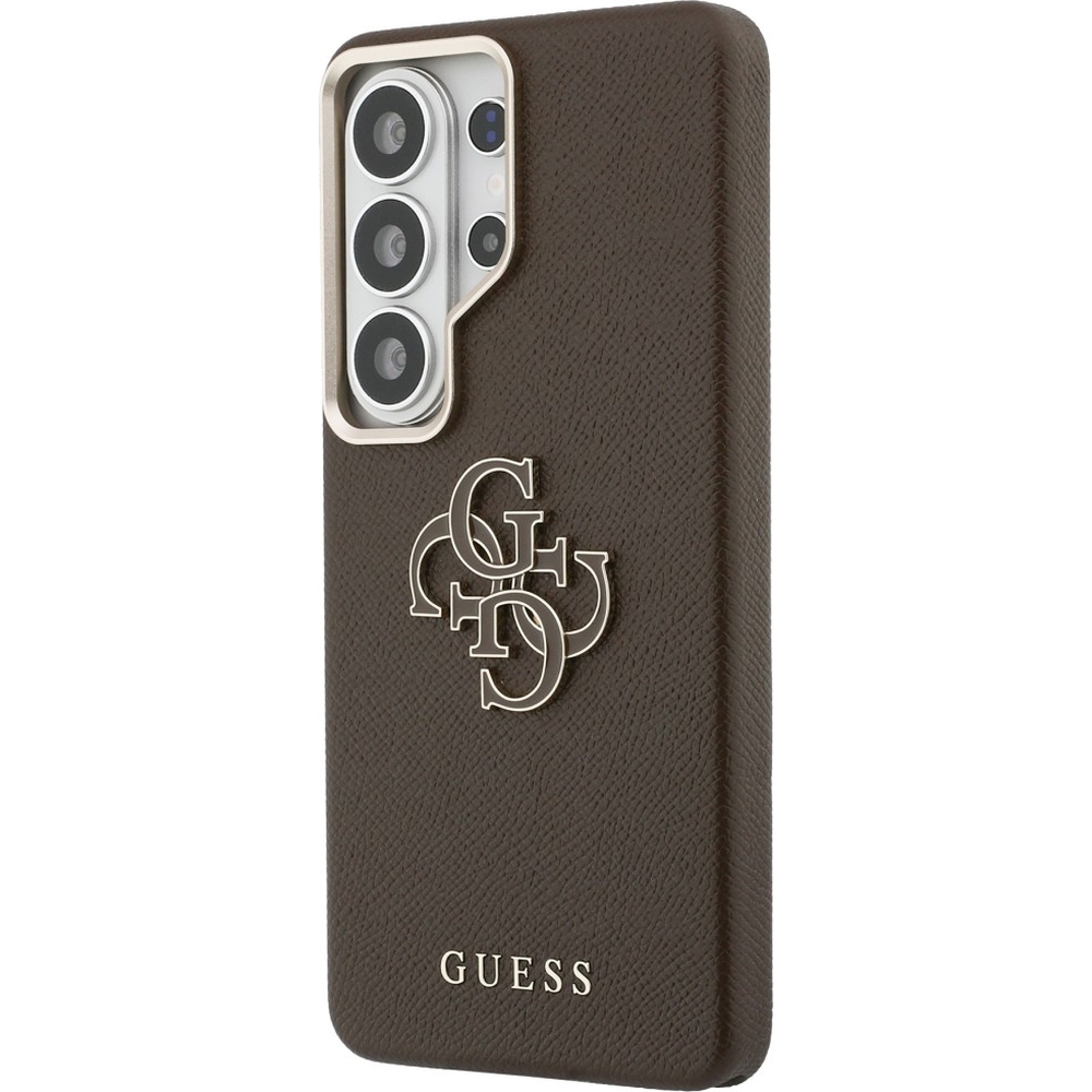 Etui Guess Saffiano Logo do Galaxy S26 Ultra, brązowe Big Logo Guess