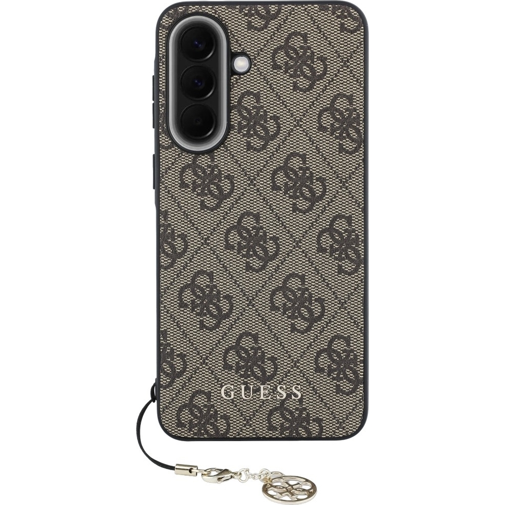Etui Guess 4G Charms Collection do Galaxy A37 5G, brązowe ze złotą zawieszką