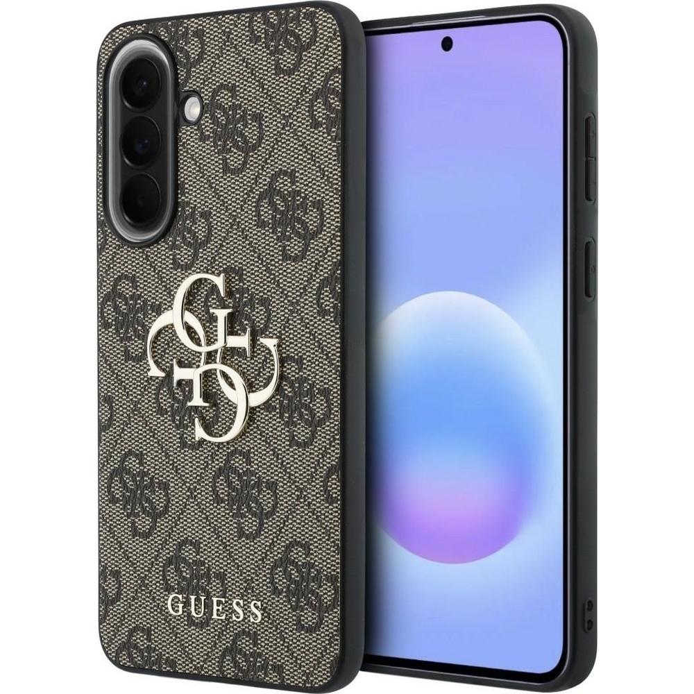 Guess Hardcase Leather, eleganckie etui premium nowoczesne wykończenie skóra design zabezpieczenie, brązowe