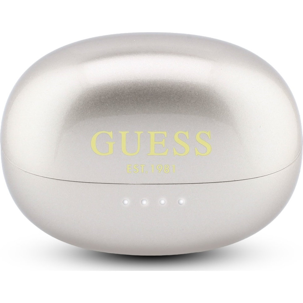 Guess OWS Metalic Finish Electroplated Parts Classic Logo, metaliczne wykończenie, klasyczne logo, minimalistyczny design, łatwe czyszczenie, wygoda na co dzień, biało-szare, metaliczne